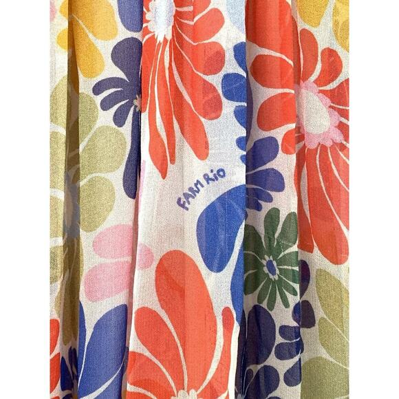 FARM RIO Sunny Daisies Maxi Dress XS Sand Boho Smocked Anthropologie Floral EUC - Picture 6 of 11